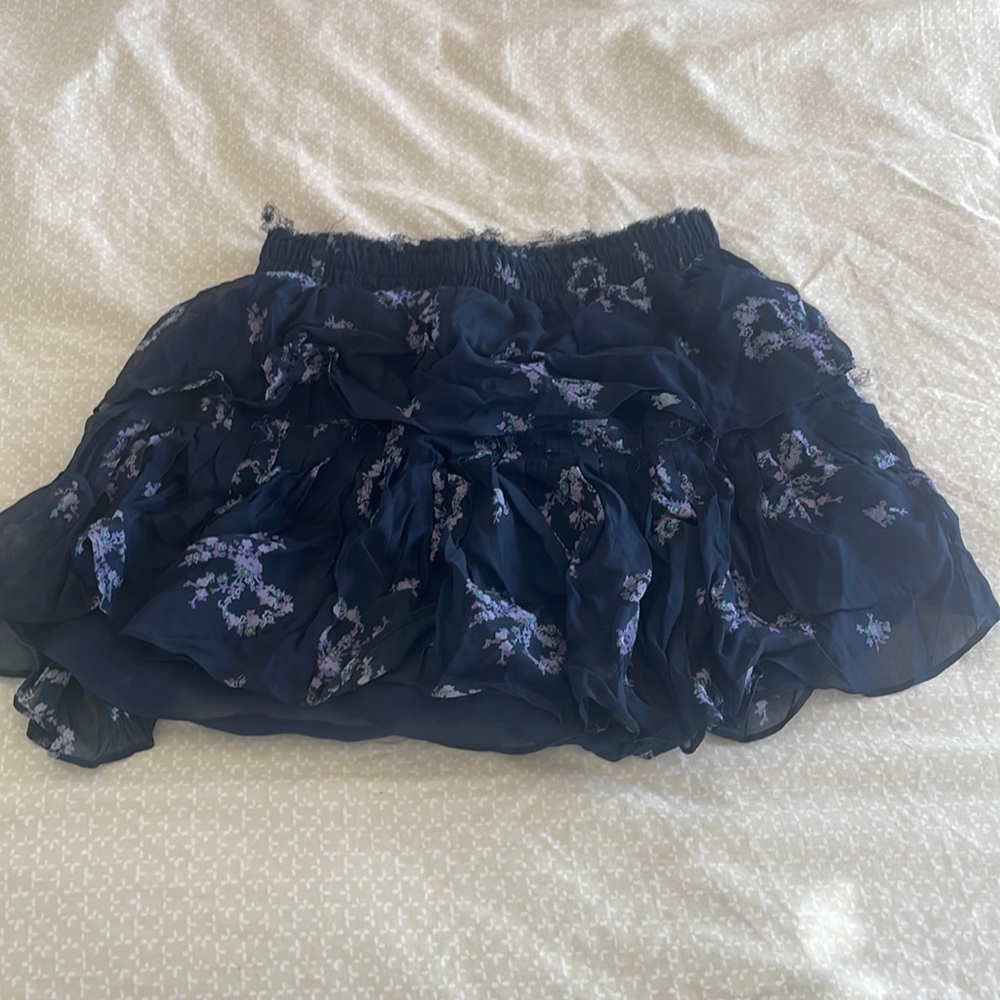 love shack fancy ruffle floral bow skirt in black size xs